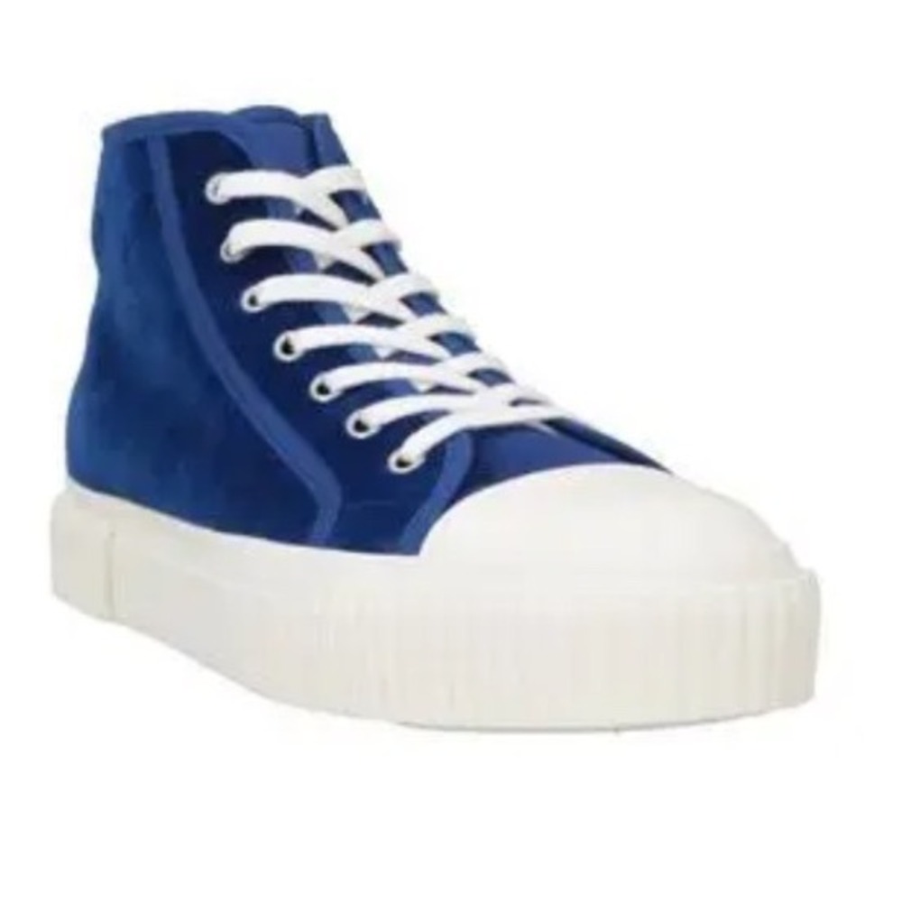 Theory Project Blue Velvet High Top Sneakers Made in Spain Size 40 Cobalt White